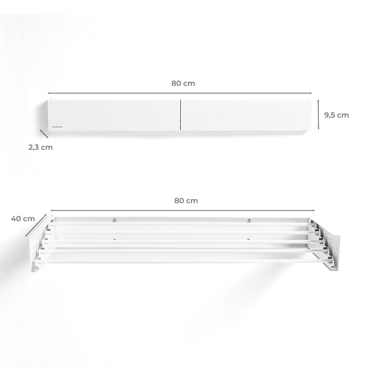 Étendoir mural pliable extensible rétractable Dryva 80 InnovaGoods - 4