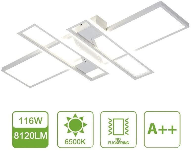 116W LED Plafoniera Soggiorno Camera da letto Sala da pranzo Corridoio Balcone Luce Modern Chic Design quadrato Plafoniera Paralume in alluminio acril - 4