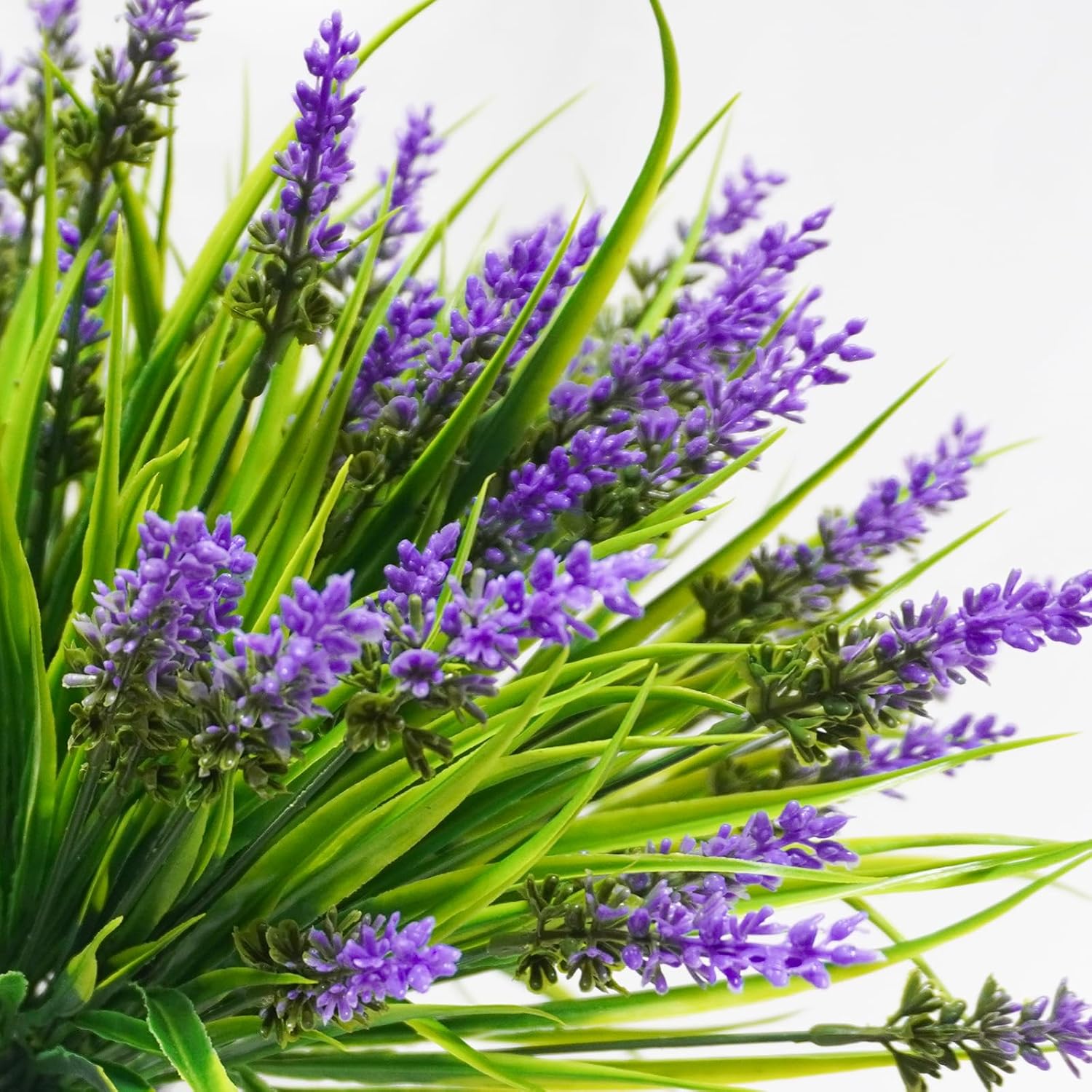 Paquete de 10 lavandas artificiales - Decoración vegetal para jardín, porche, boda | Plantas artificiales resistentes a los rayos UV - 6