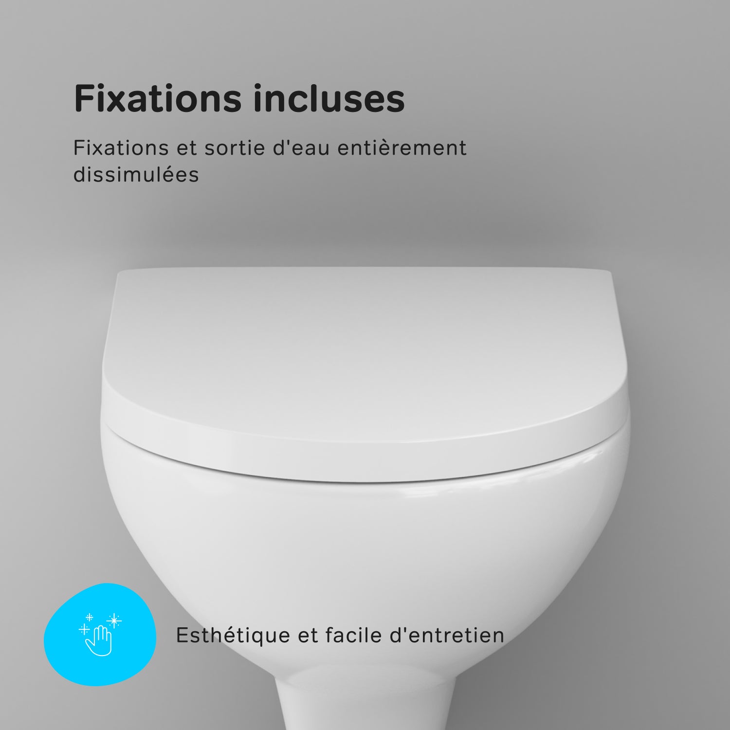 Pack WC suspendu bâti mural et cuvette Plaque Round Blanche Pack WC Bati-support AM.PM Hit - 9