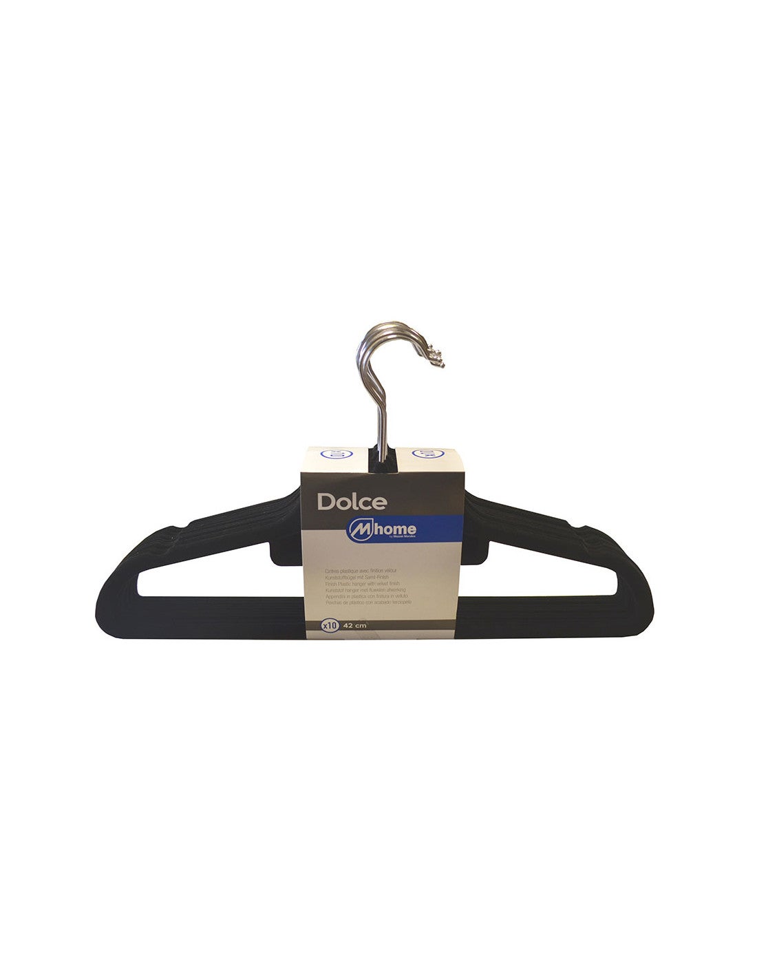 Cintres Mondex Noir Plastique Velours 10 Unités (42 cm) - 2