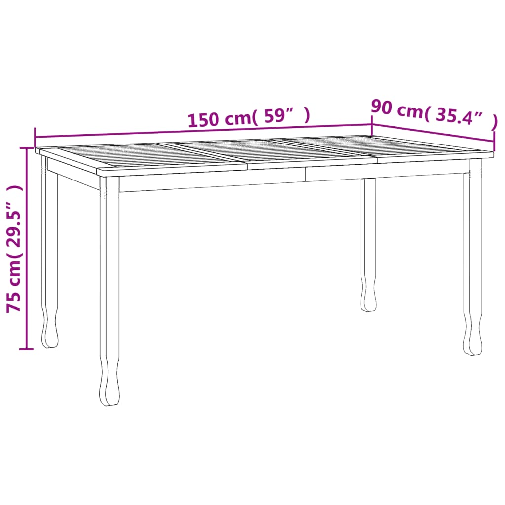 Table à d?ner de jardin 150x90x75 cm bois massif de teck - 5