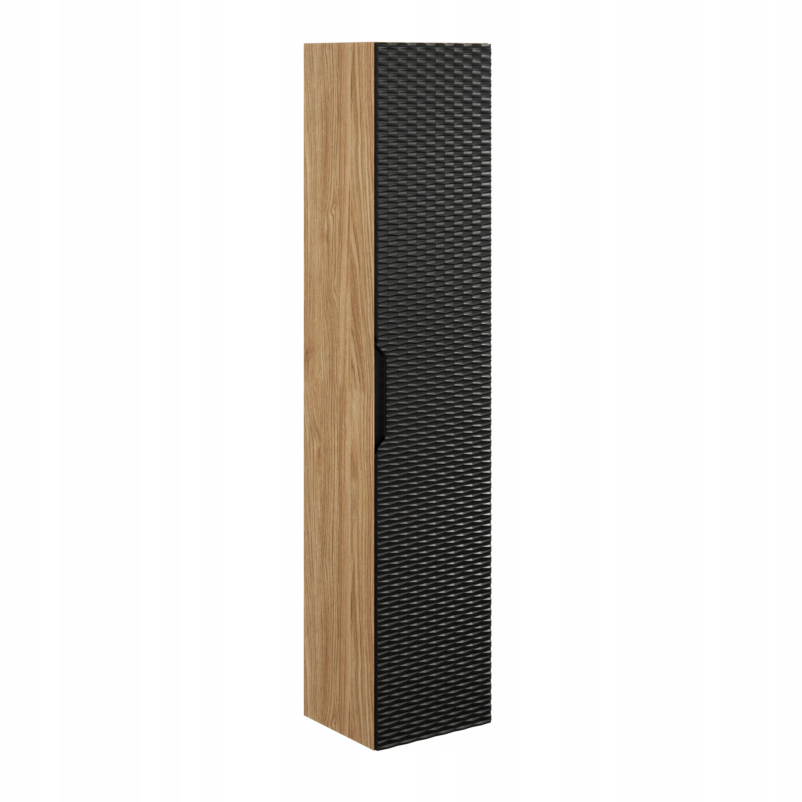 Słupek łazienkowy OCEAN 170 cm czarny dąb olejowany front 3D MDF wiszący 1 drzwi - 4