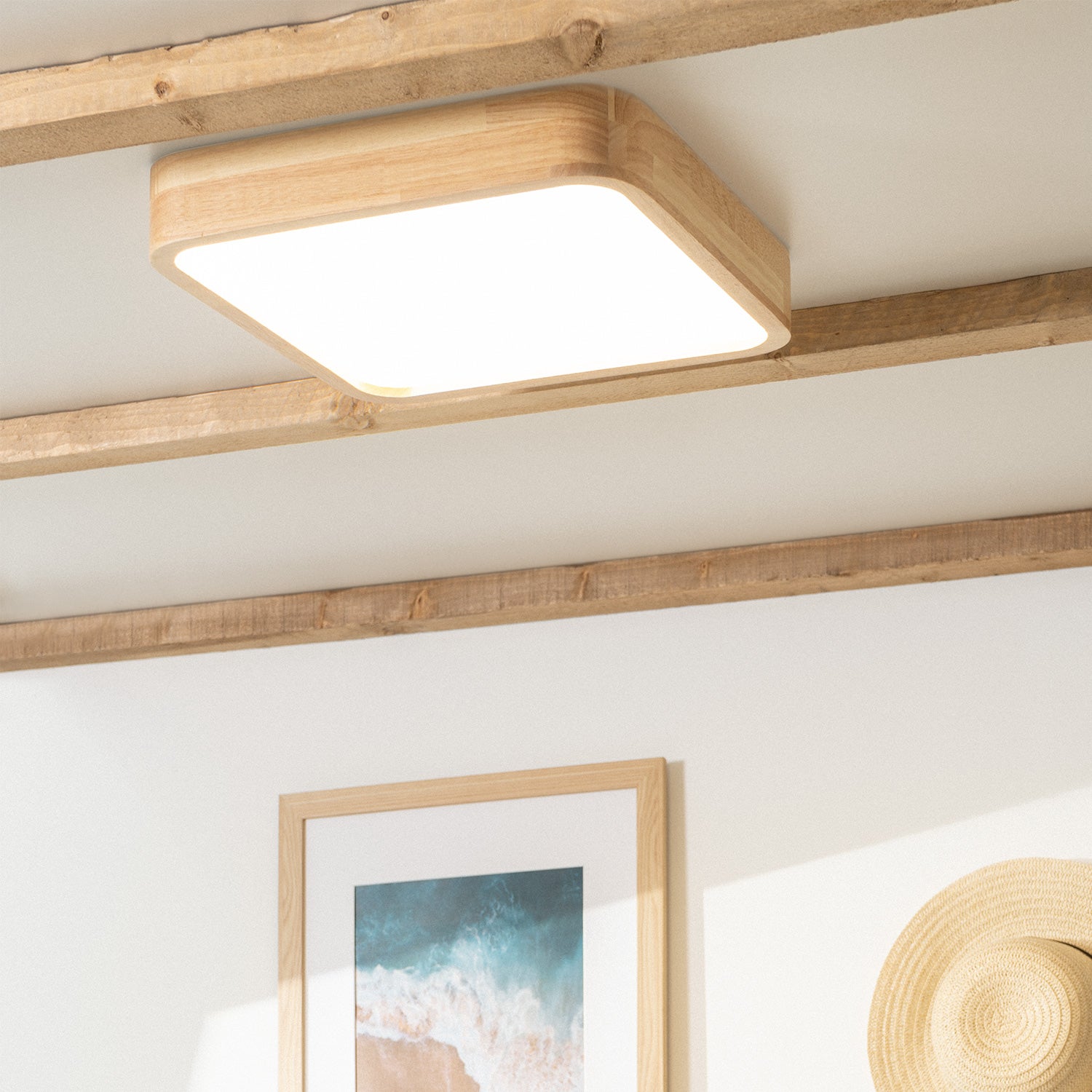 Ledkia - Plafón LED 20W Cuadrado Madera 400x400 mm CCT Seleccionable Kayu, Madera, Madera, IP20, 1500.0lm Bois - 2