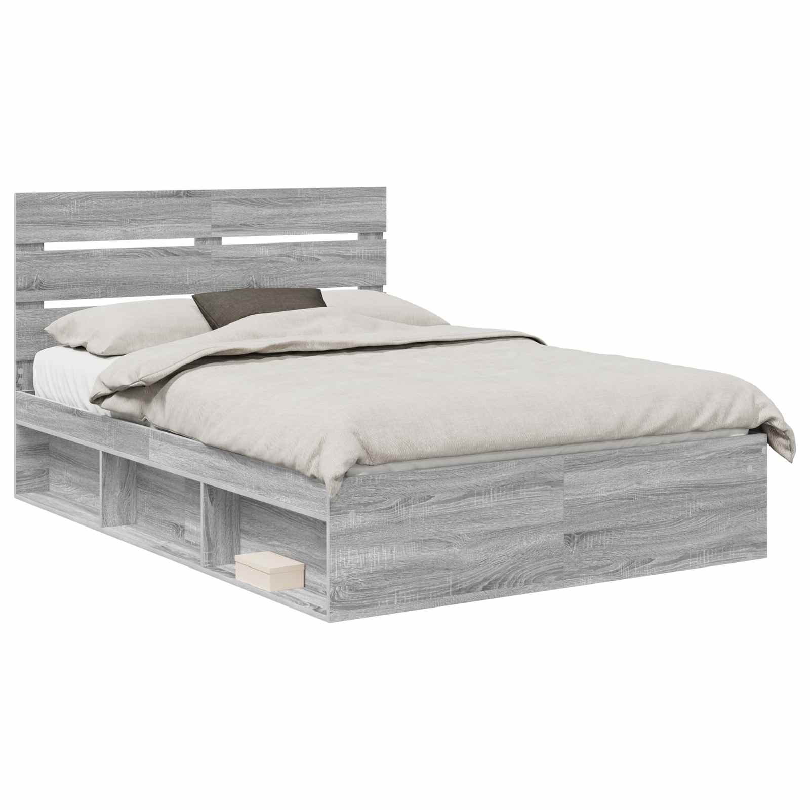 Cadre de lit Gris 140 x 200 cm Bois de pin massif - 2