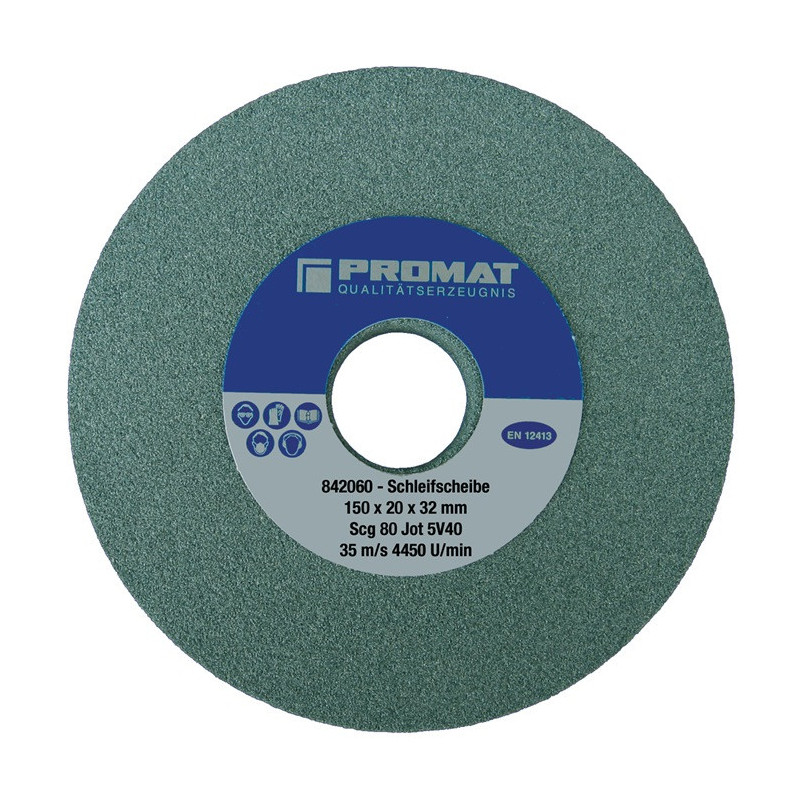 Meule D'Affûtage Carbure De Silicium 150x20mm - Alésage 12.7mm, Grain 120 - Pour Acier, Métaux, Verre (Meuleuse D'Établi)