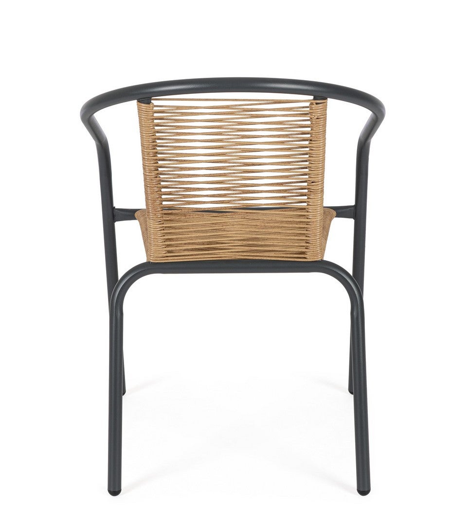 Chaise avec accoudoirs en acier et assise et dossier en fibre synthétique, anthracite - 4