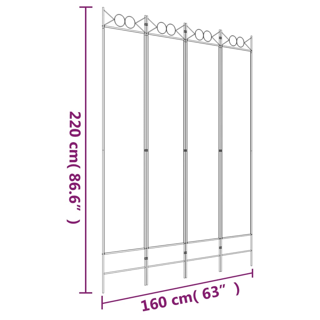 vidaXL Cloison de séparation 4 panneaux Marron 160x220 cm Tissu - 8