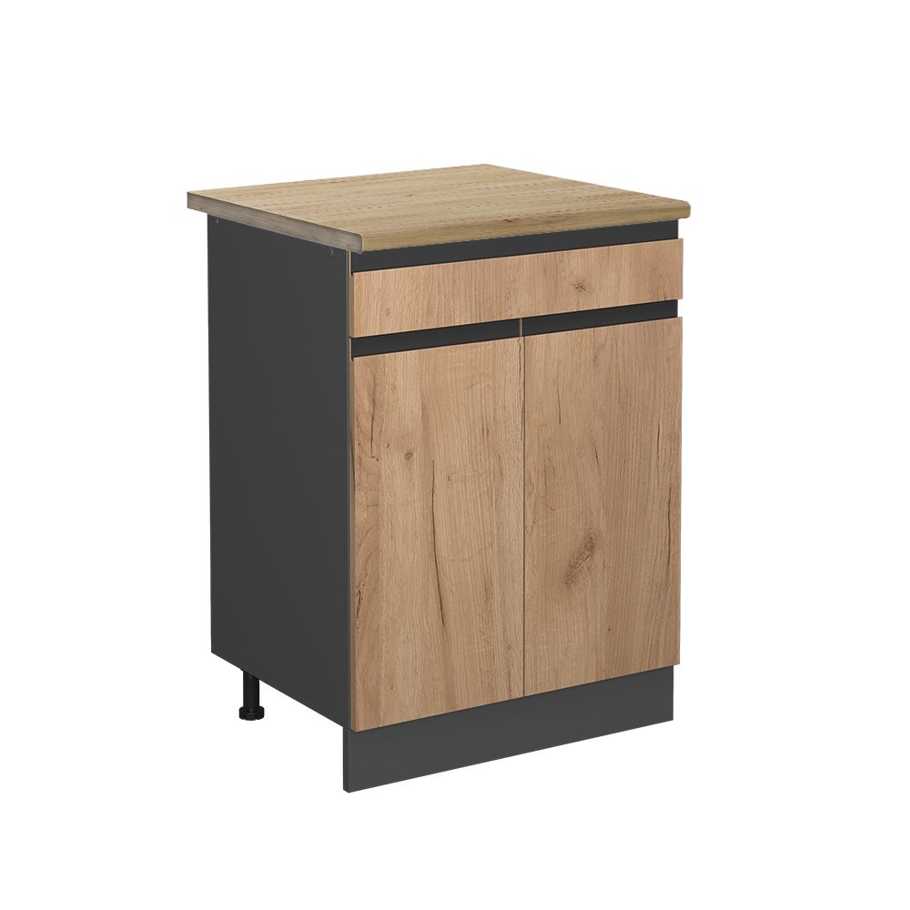 Vicco Szafka dolna do kuchni R-Line, Złoty dąb energetyczny, 60 cm J-Shape, BP Dąb