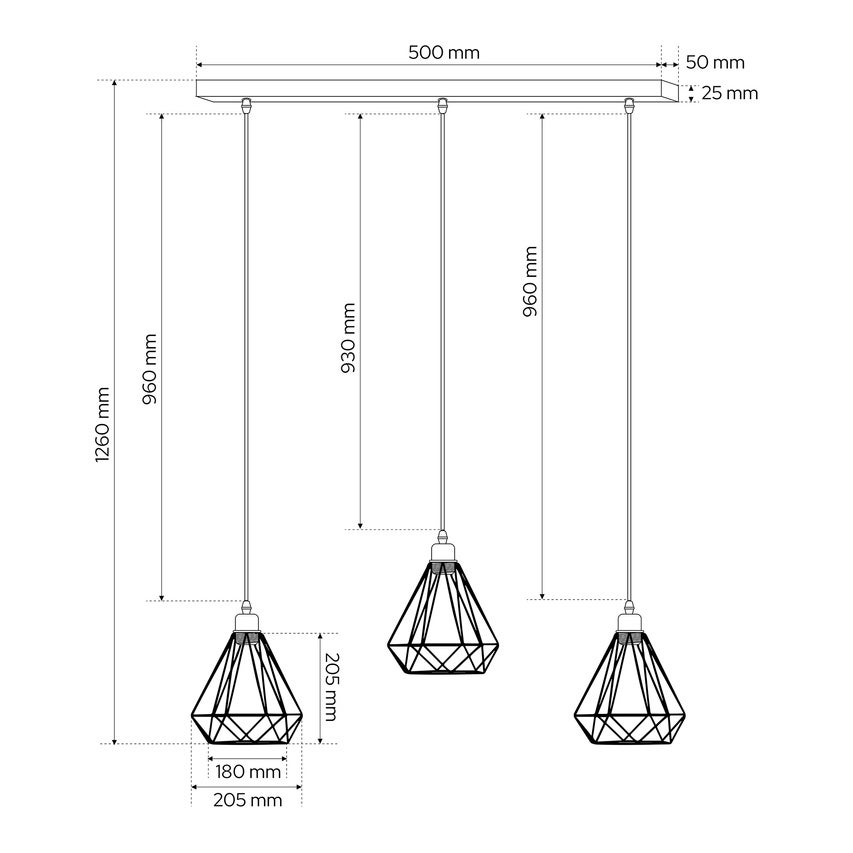 Lampa wisząca Alambra SORO 3xE27 czarna EDO777195 EDO SOLUTIONS - 8