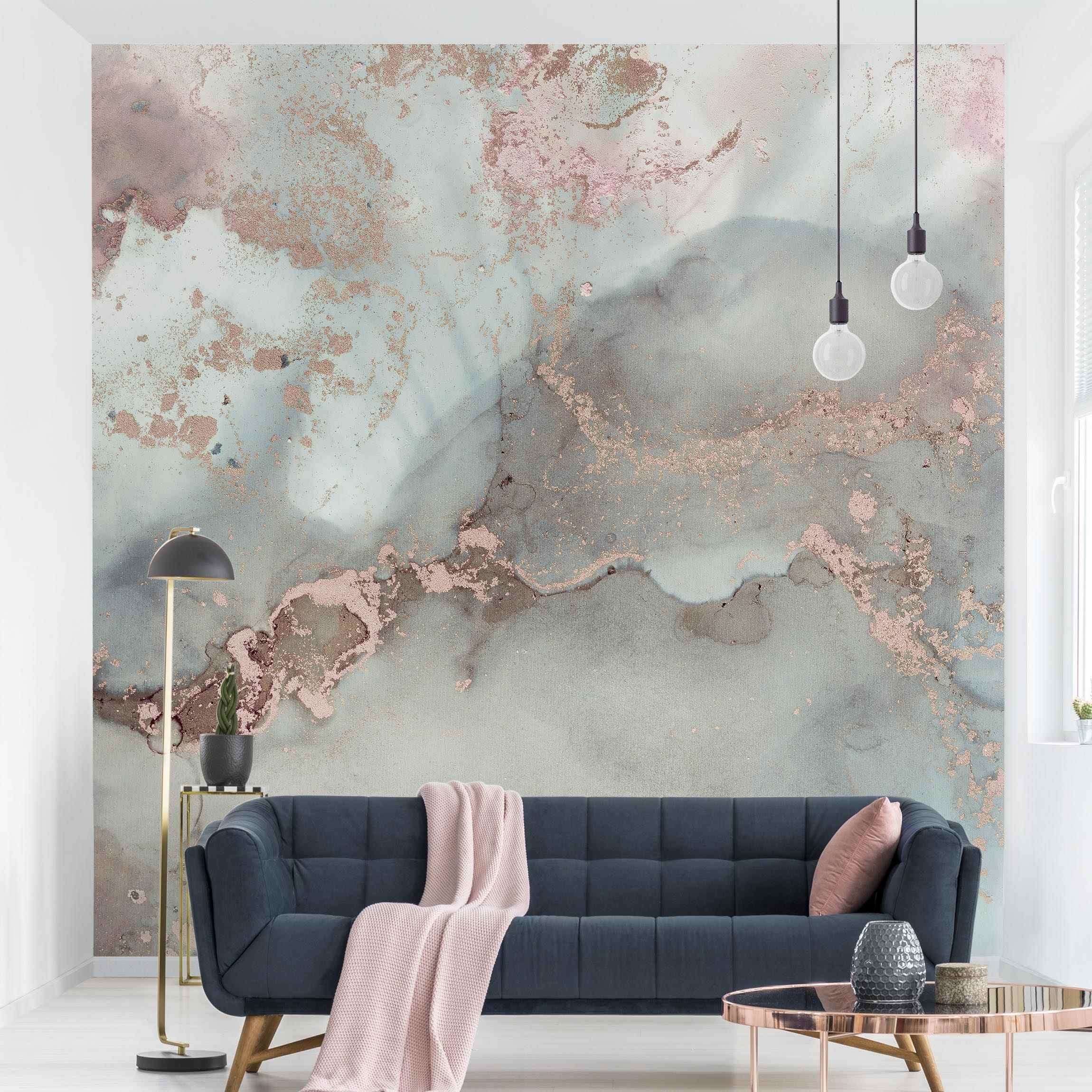 Papier peint panoramique abstrait art imitation pierre à motif marbre 245 - salon chambre cuisine couloir - Intissé 192 x 192 cm Smart - 2
