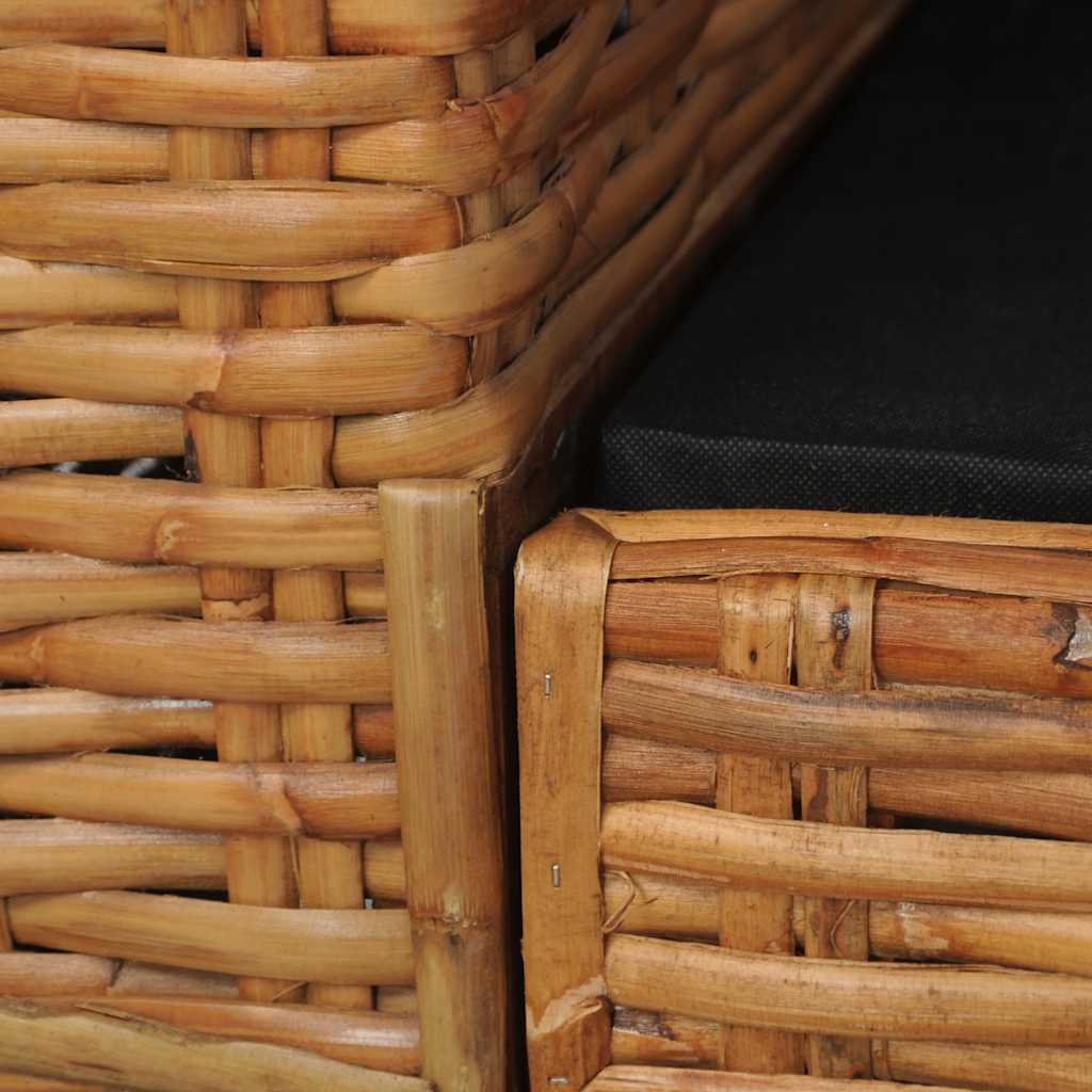 Canapé 2 places avec coussins, marron, rotin naturel - 6