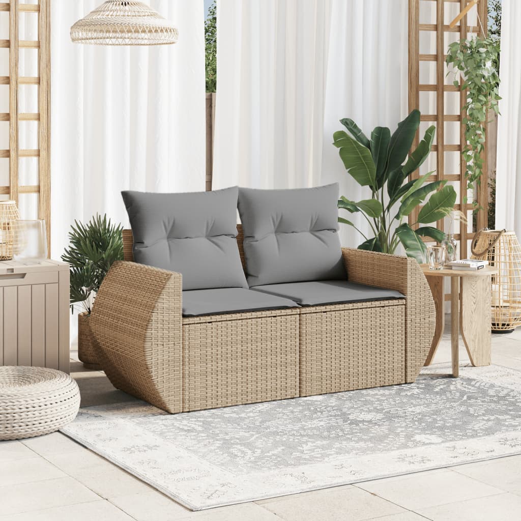 Salon bas de jardin en Rattan synthétique Beige 2 personnes - 4