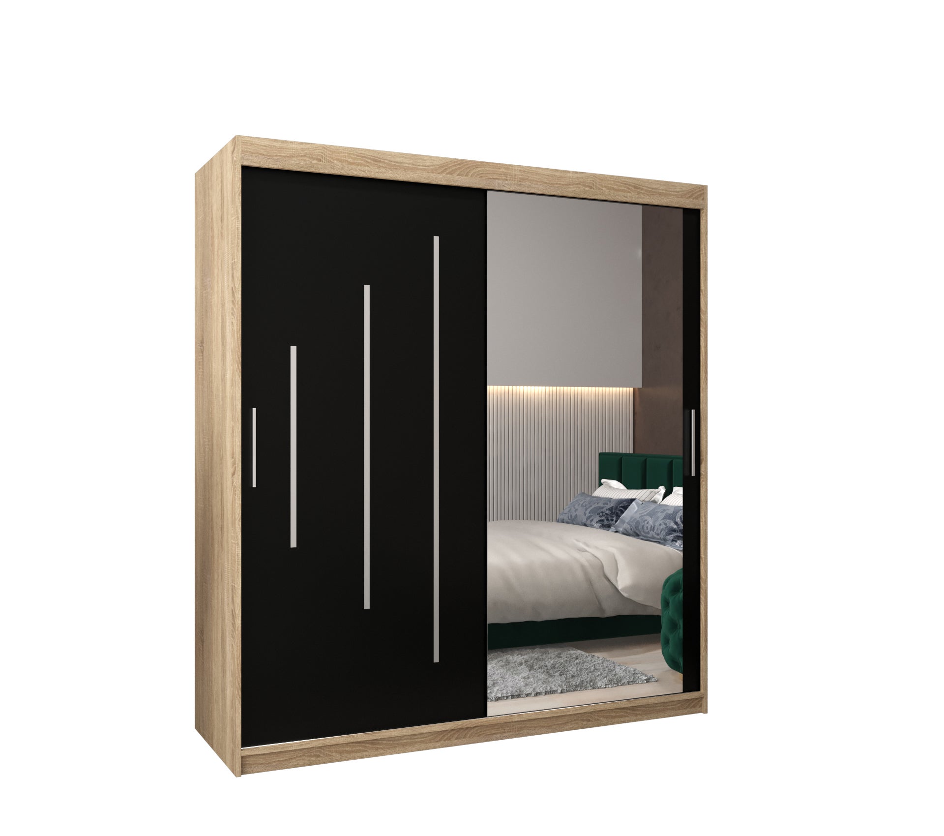 Szafa przesuwna garderoba York 2 180 x 62 x 200 cm Sonoma + Czarny - Abiks Meble