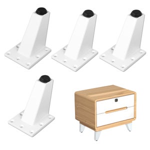 4 Piedini Per Mobili In Alluminio – Altezza 8 Cm, Base 50x60 Mm, Con Viti, Per Tavoli, Divani E Armadi