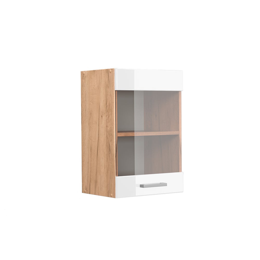 Vicco Szklana szafka kuchenna R-Line, Biały wysoki połysk, 40 cm