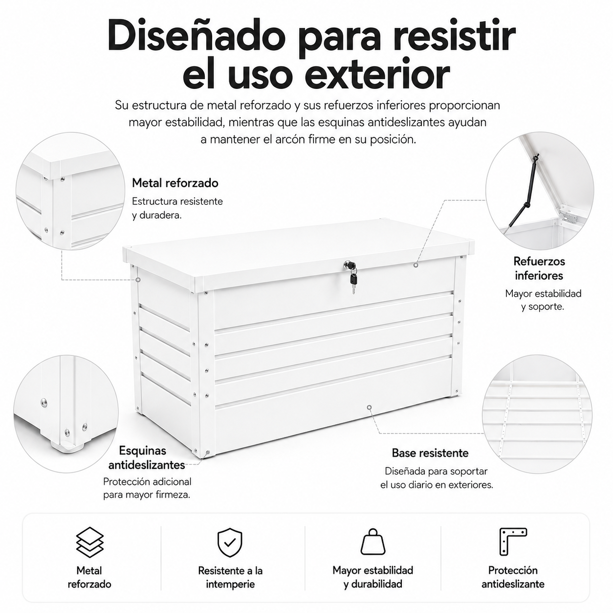 Arcón Metálico Exterior Con Tapa Hidráulica Y Cerradura Para Jardín - 5