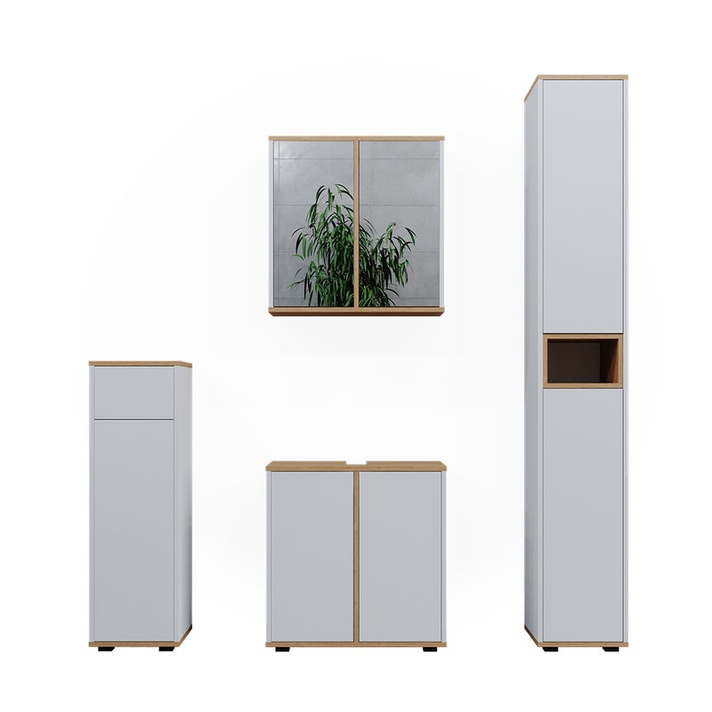 Vicco Zestaw mebli łazienkowych Didi, Biały/Artystyczny, 4 sztuki, z jednostką wysoką i jednostką midi