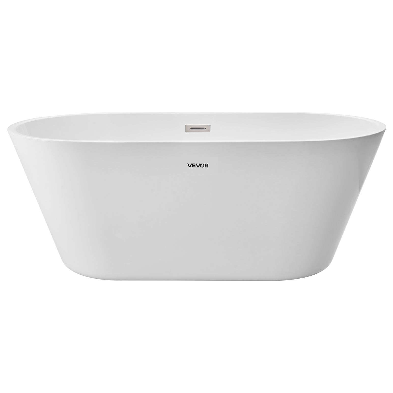 Bañera Autoportante VEVOR de Acrílico 150x75 cm, Bañera Isla Moderna 230 L con Rebosadero y Desagüe Níquel Cepillado, para Baño Relajante, Blanca - 9