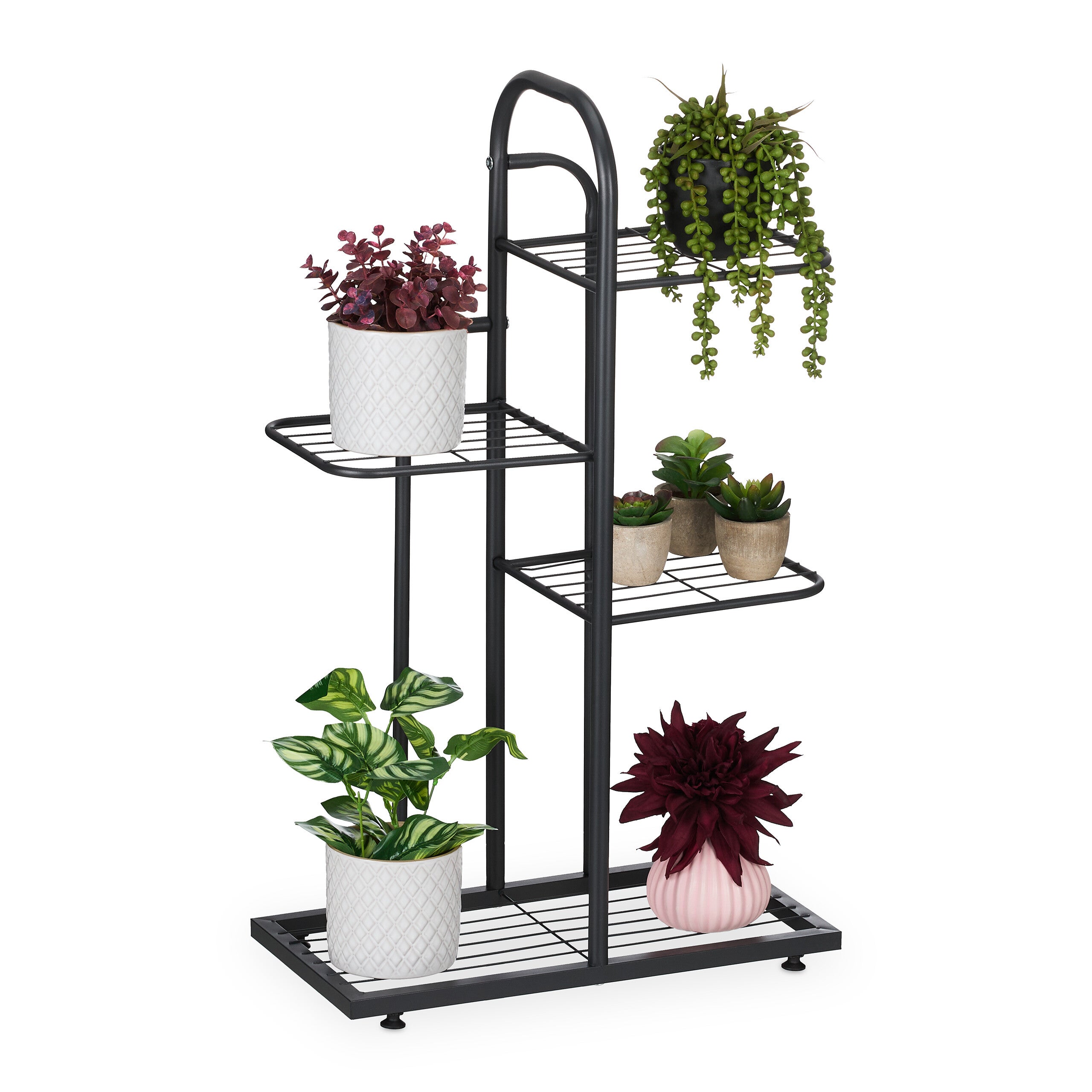Étagère à Plantes 4 Niveaux Relaxdays – Métal Blanc – Support Fleurs & Herbes – Intérieur & Extérieur Abrité – H 72,5 × L 44 × P 22,5 Cm