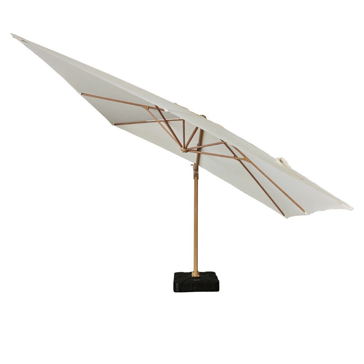 Parasol déporté rotatif 360° inclinable aluminium finition bois toile écrue 4x3 m Poseidon - 3