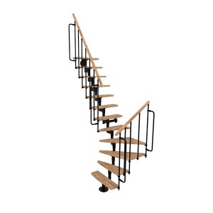 Escalier En Bois Hêtre Massif – Marches Et Joues Blanches, 1/2 Tournant, Marque Donner Treppe