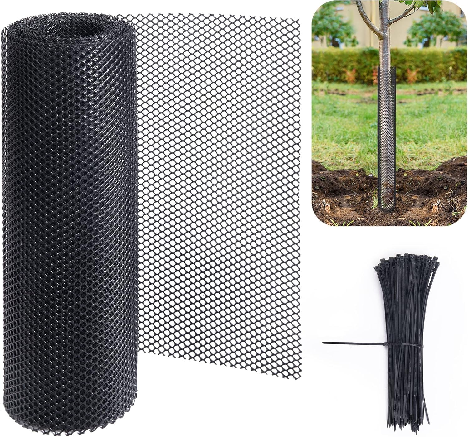 Filet De Protection Pour Tronc D'arbre - 6 M X 0.4 M, Plastique Souple - Protège Contre Les Animaux, Tondeuses, Intempéries