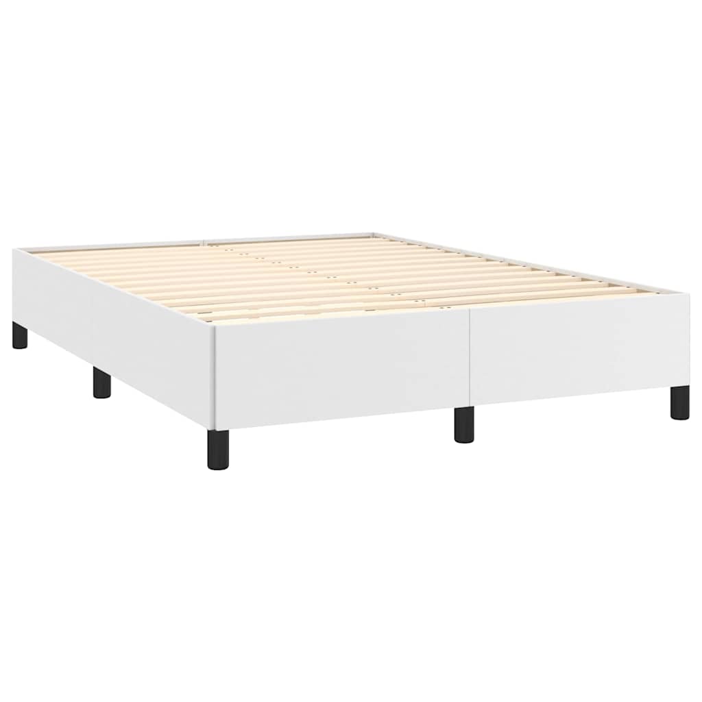 Cadre de lit sans matelas en similicuir blanc pour la chambre, 140 × 200 cm - 4