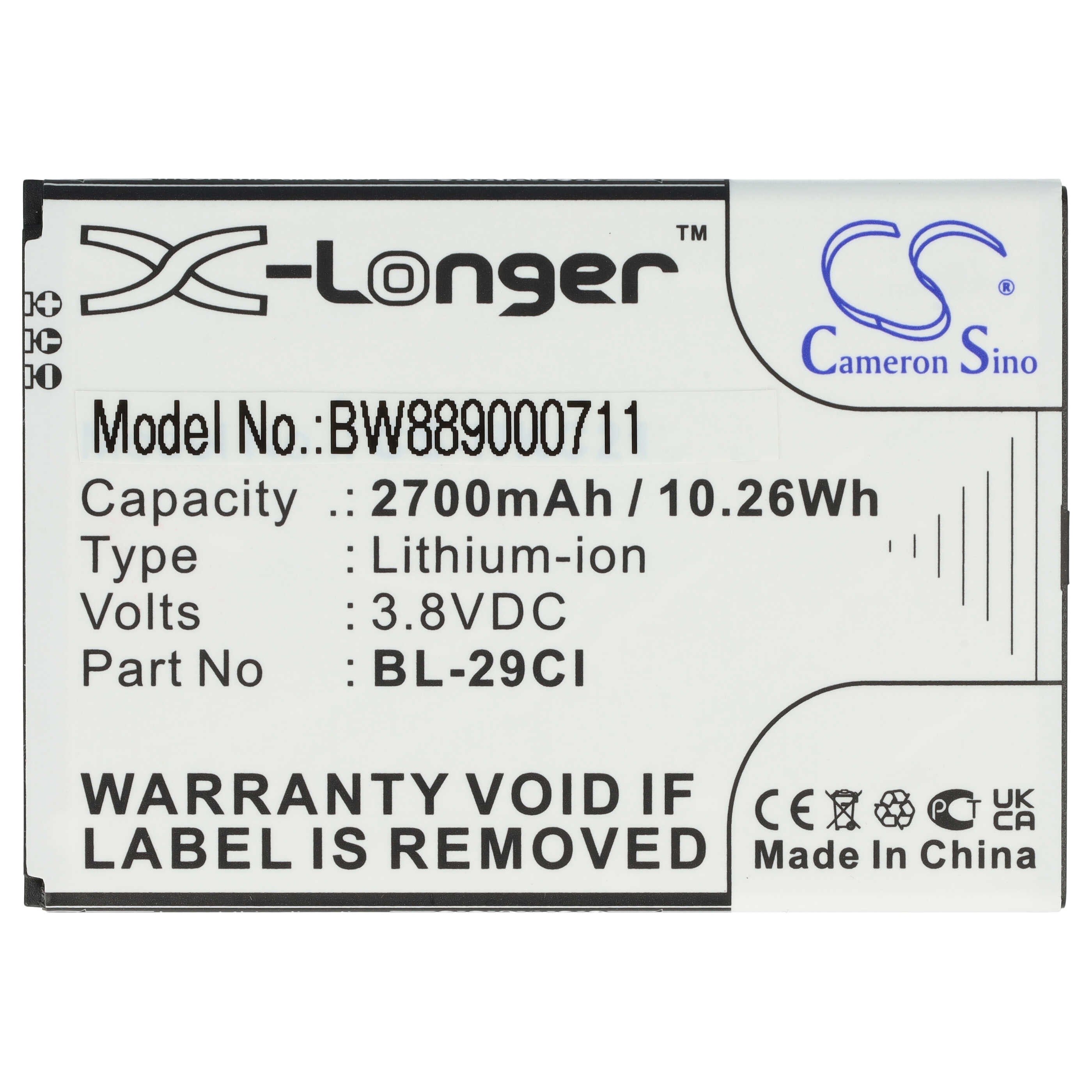 Batteria sostituisce Nokia BL-29CL BL-29CI 2700mAh