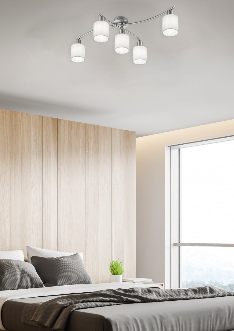Lampa wisząca Garda srebrno-biała 5xE14x25W nowoczesna wym: 22 x 75 x 44,2 cm tkanina Trio - 4