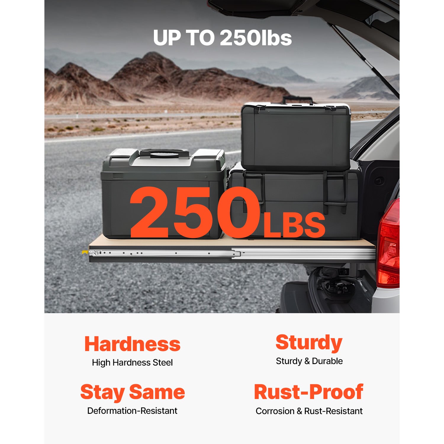 1 paire glissières tiroir à extension SucceBuy complète, capacité charge 250 lb glissières latérales à roulement à billes verrouillables pour tiroirs - 4