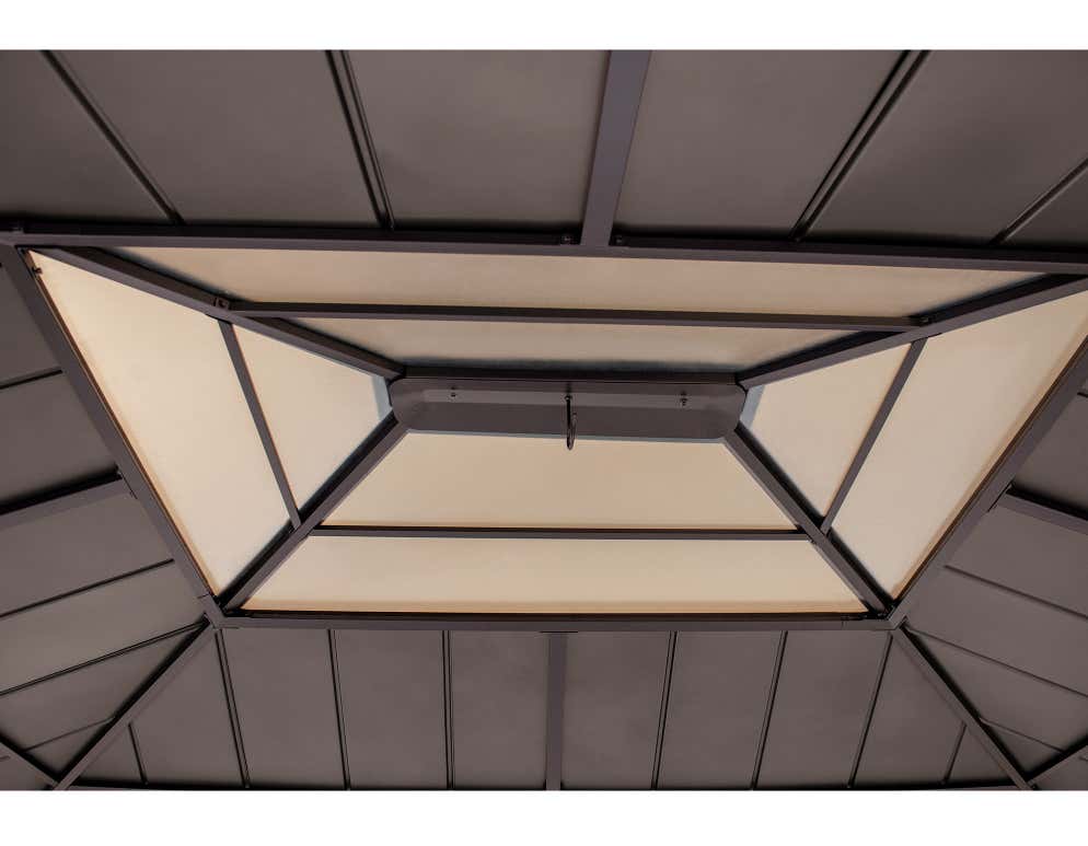 Pavillon de jardin Bruri Sunjoy, 3.9x3.4m dim. ext. (cas échéant incl. débord de toit) naturel, épaisseur paroi : 13,2m² superficie totale - 5