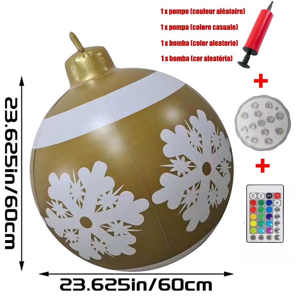 Gigantyczna, zewnętrzna, nadmuchiwana kula choinkowa o średnicy 60 cm ...