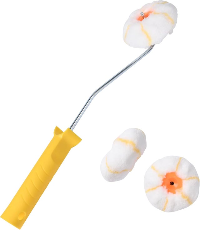 Rouleau D'angle 40 cm, Rouleau de Peinture D'angle 10 cm (1 Cadre de Rouleau de Peinture + 3 Rouleaux de Rechange), pour une Utilisation dans Diverses