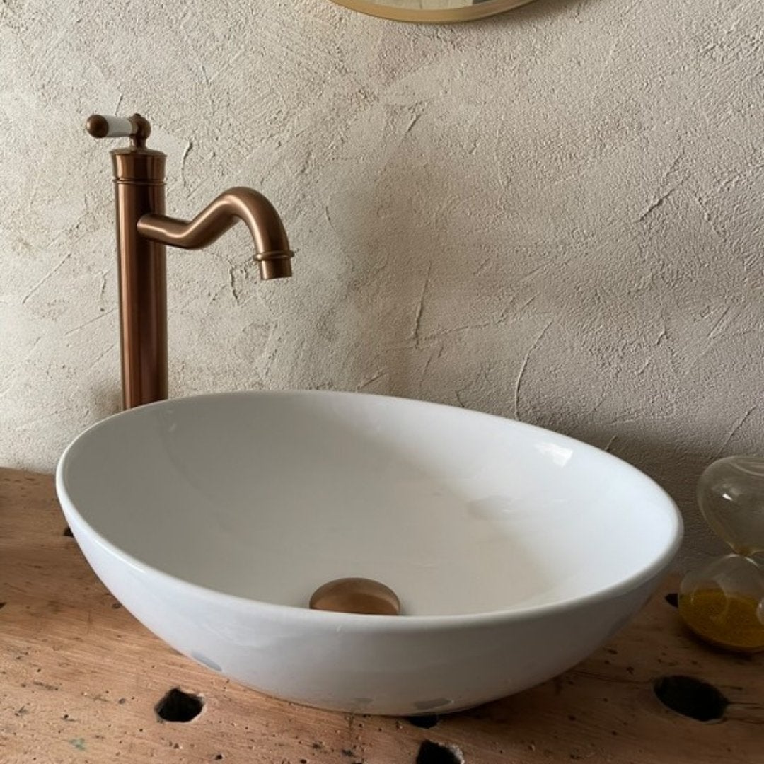 Leeds mitigeur lavabo rétro haut cuivre brossé - 8