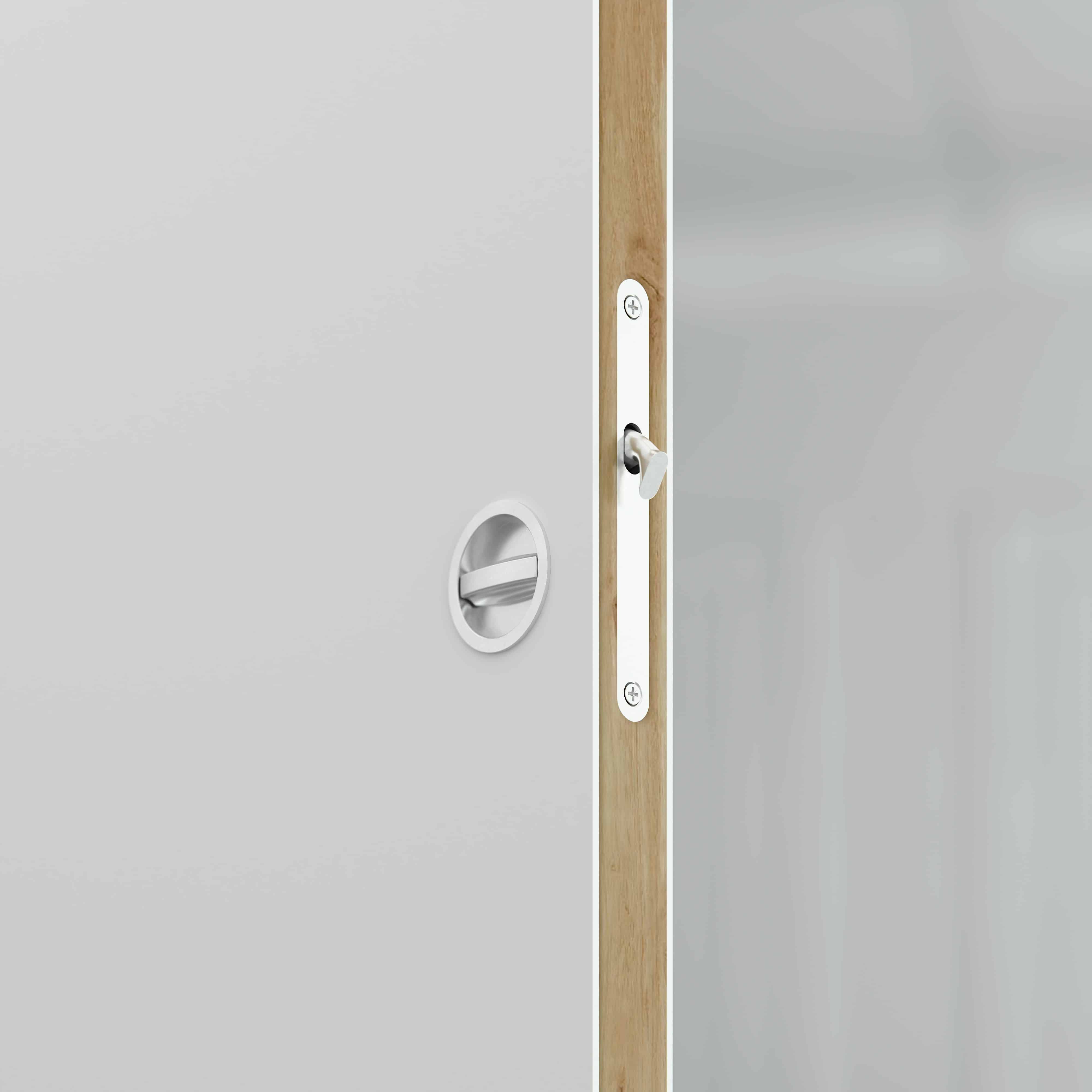 Porte Coulissante avec Rail + Serrure - Prépeinte Plane 73 cm - 2