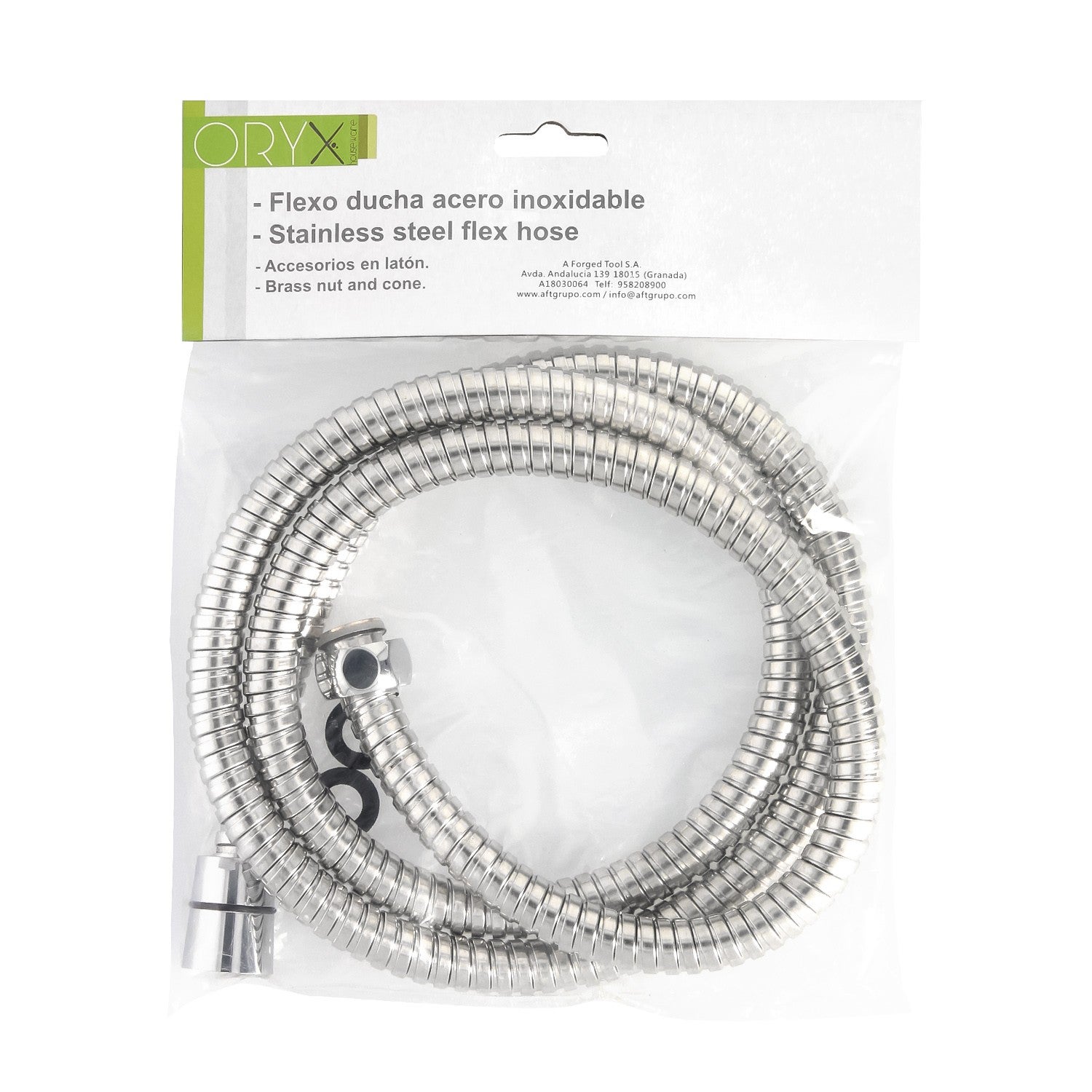 Flexo / Manguera Ducha Acero Inoxidable 2,00 Metros Accesorios de Latón. Flexible, Resistente a Torceduras, Conexión Estandar - 4
