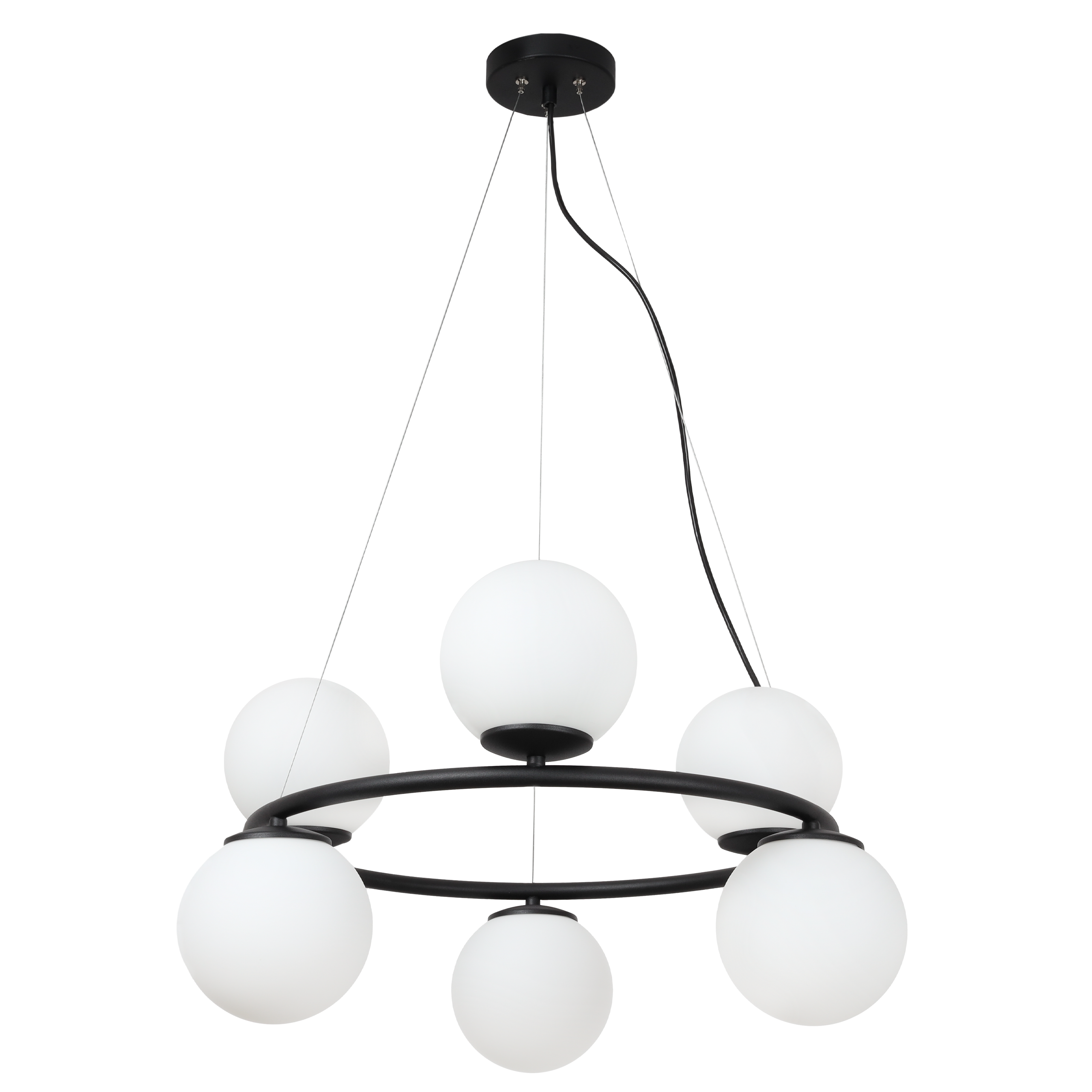 Lampa sufitowa wisząca Aura czarna modern 6xE14 klosz kula biała Light Home LH