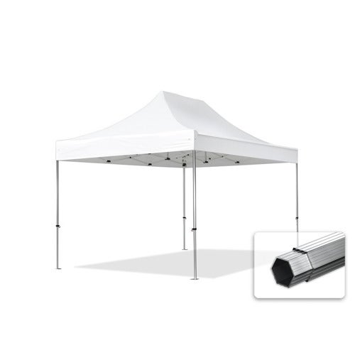 3x4,5m gazebo pieghevole PVC ignifugo, PROFESSIONAL alluminio, bianco