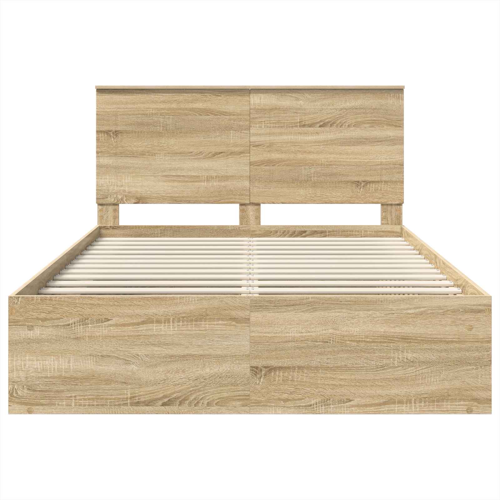Cadre de lit uni chêne en bois de pin massif pour la chambre, 150 × 200 cm - 7