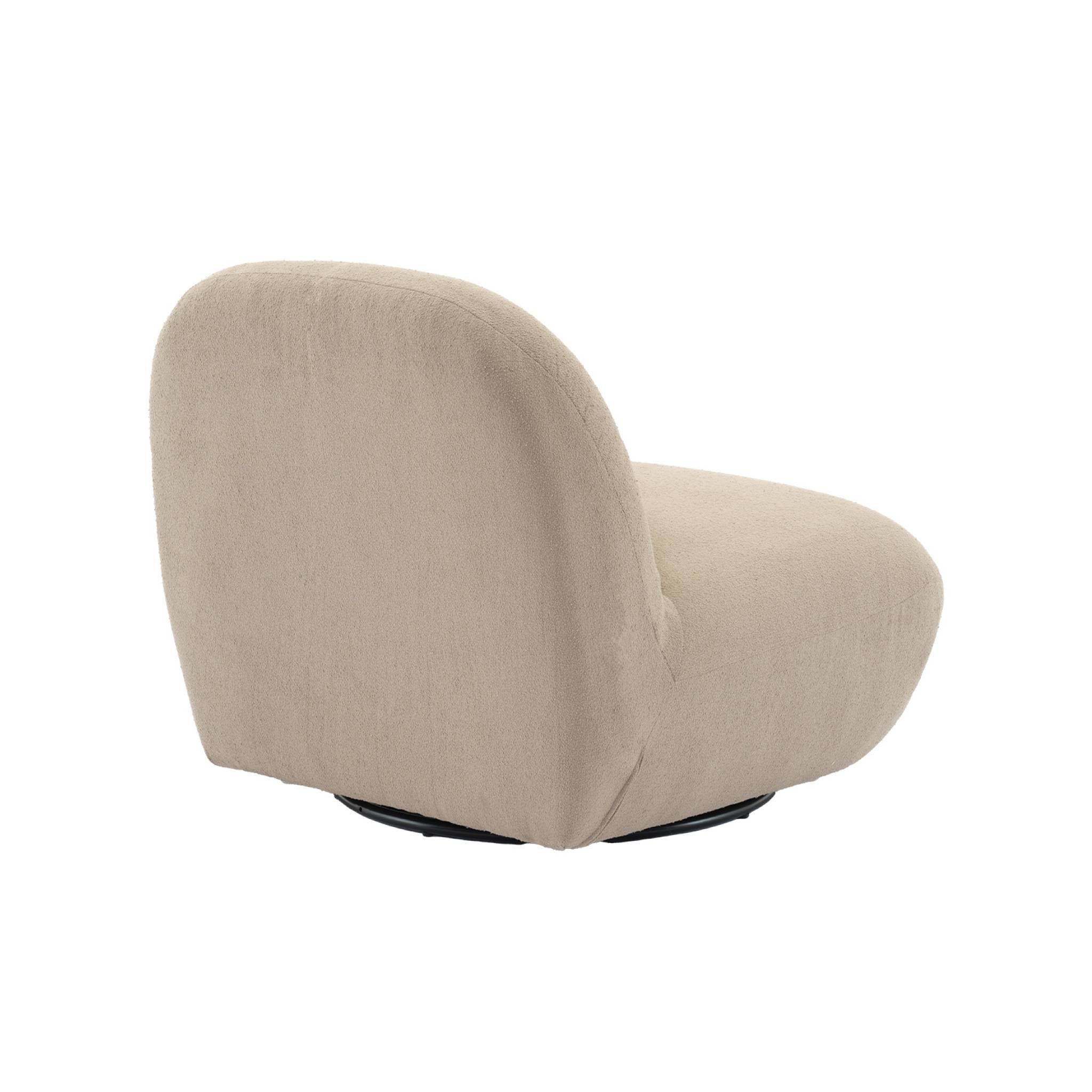Fauteuil pivotant 360° en bouclette texturée beige. piètement en métal noir mat - SPINO SPINO - 7