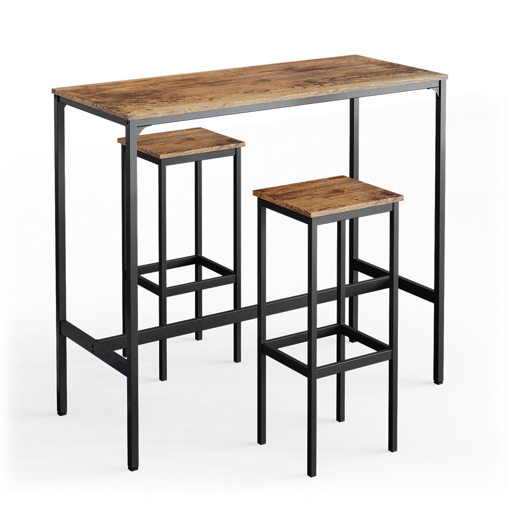 Set De Table De Bar Avec 2 Tabourets - Dimensions 45x110x106 Cm - Couleur Anthracite/chêne Doré - Pour Cuisine, Salle à Manger