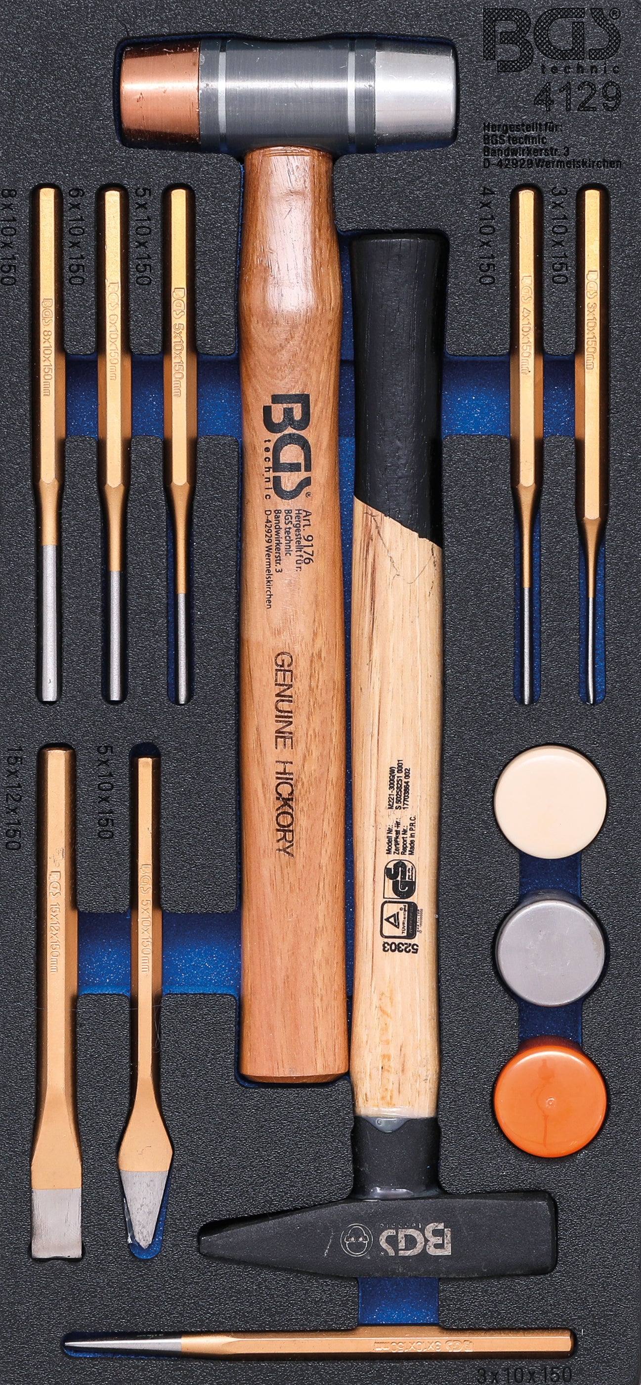 Wkład warsztatowy BGS zestaw 14 sztuk z młotkiem i młotem hickory