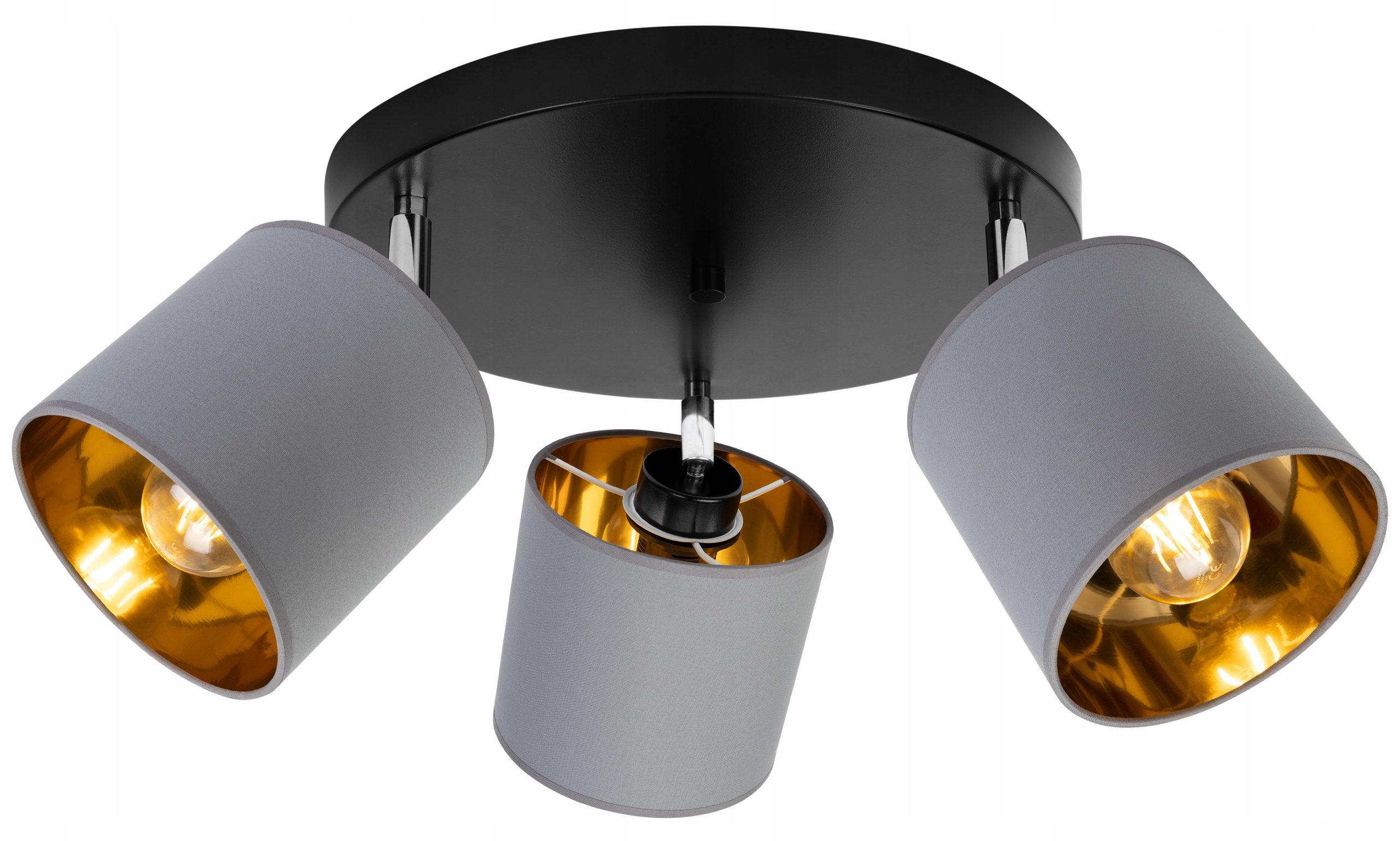 Lampa sufitowa wisząca LED modern 3xE27 klosz owalny złoty/szary Light Home LH