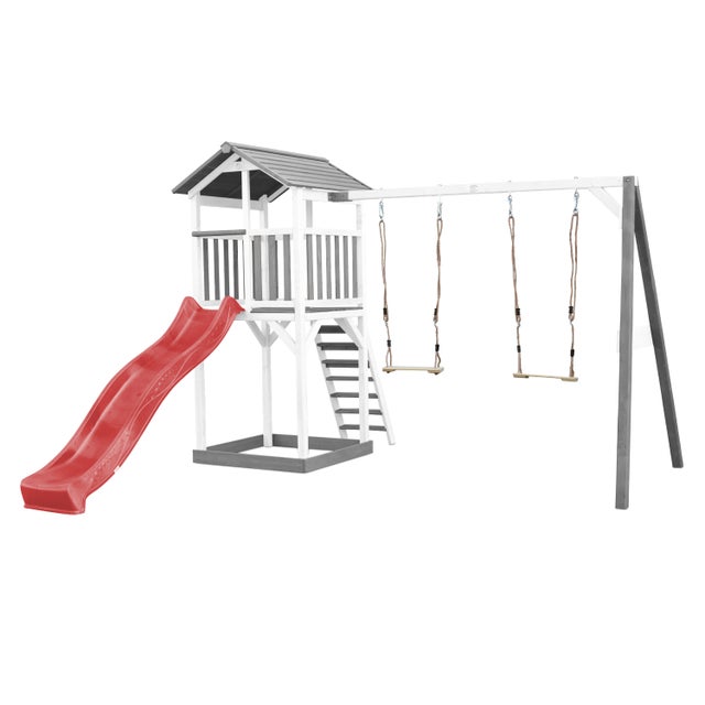 Aire De Jeux AXI Beach Tower – Tour Avec Toboggan Et Bac à Sable – Bois FSC – Hauteur Plateforme 117,5 Cm – Dès 3 Ans