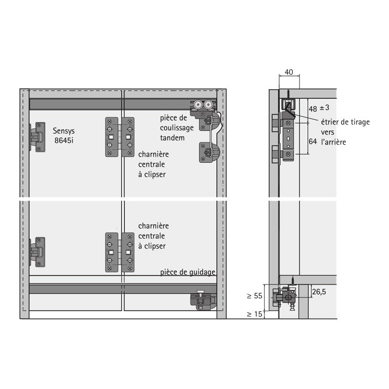 Kit complet wingline 77 - Côte de ferrage : A droite - HETTICH - 3
