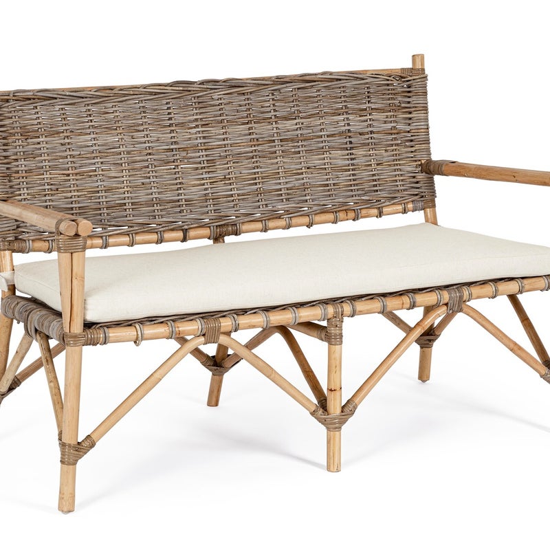 Sofa "Tarifa" z poduszką, stelażem z rattanu, splotem kubu, do użytku na zewnątrz.