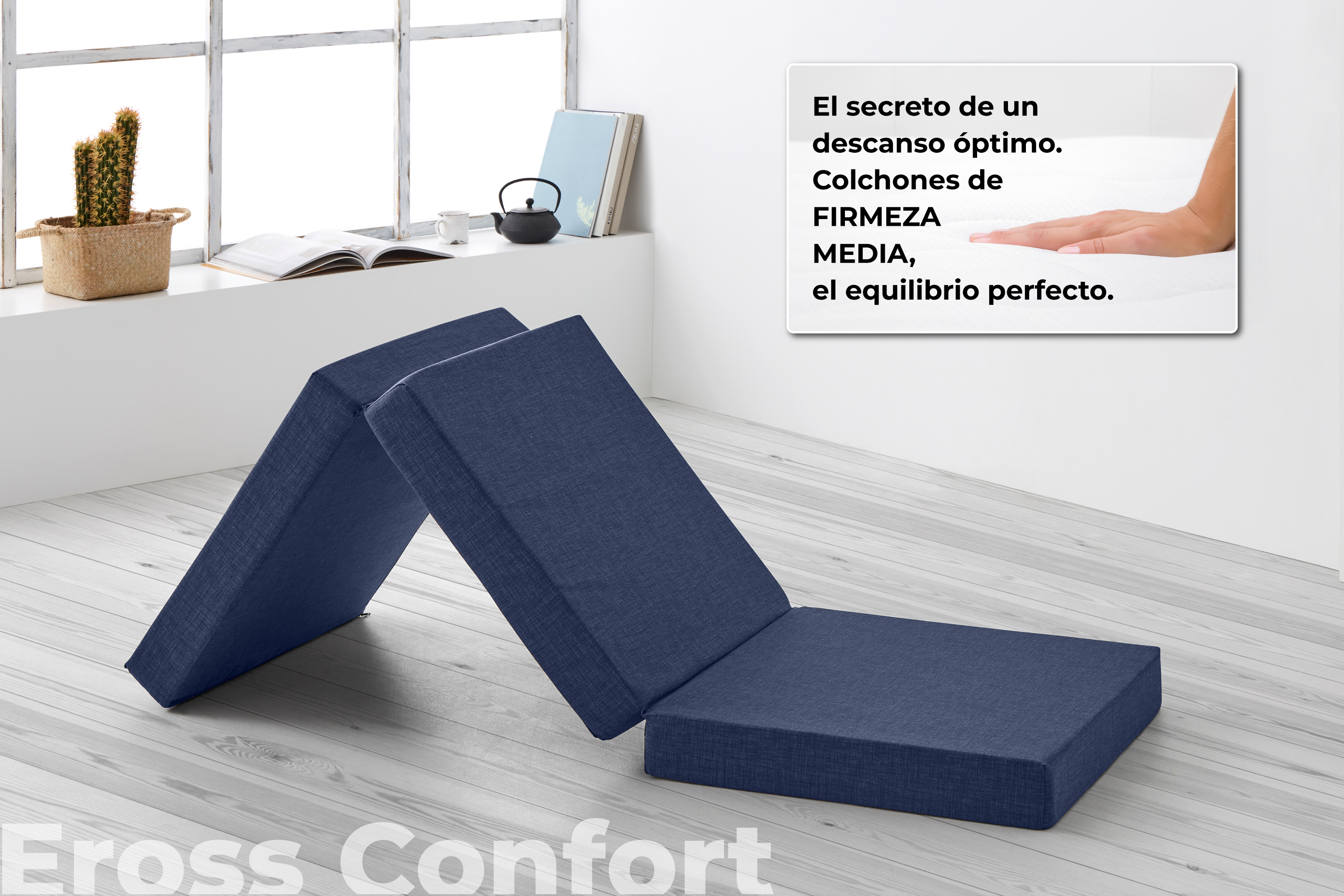 Colchón Plegable 75x195. Transpirable Funda Lavable y Bolsa de Transporte. Altura 10 cm Azul - 2