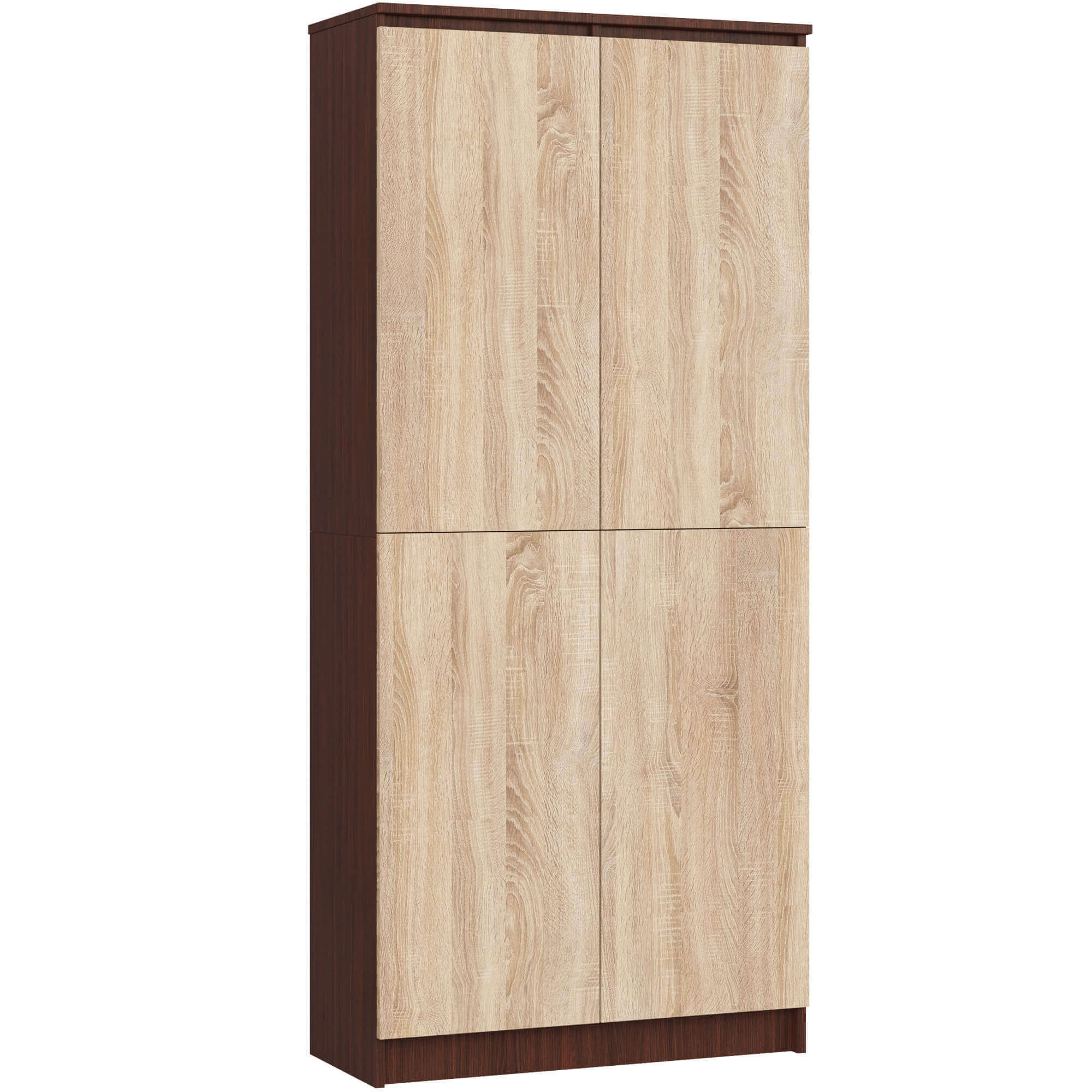 Regał AKORD R80 Wenge 80 cm 2 drzwi kolor Dąb Sonoma mat 8 półek 80x35x180 cm