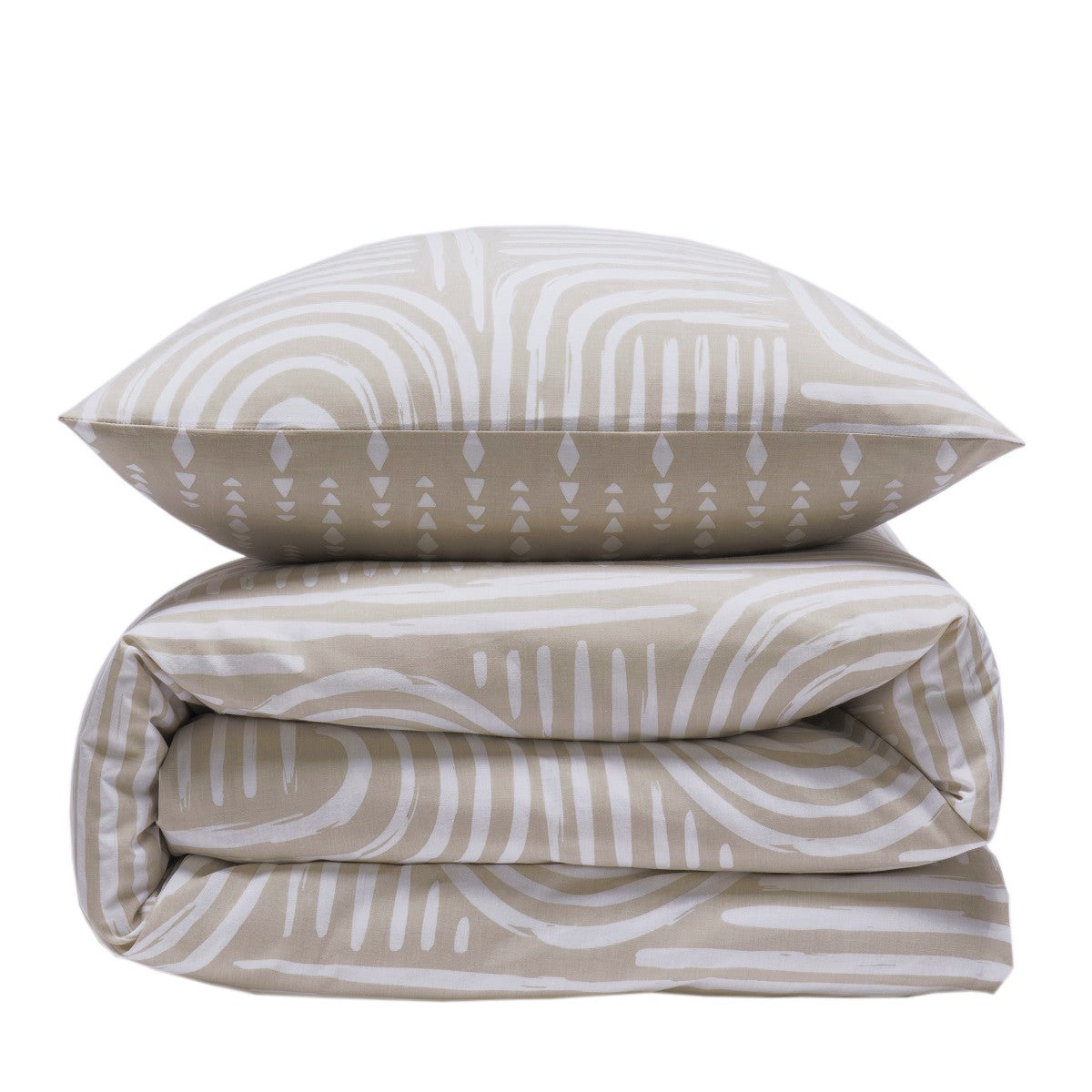 Parure de lit 2 personnes en coton 57 fils imprimé beige 260x240cm - 3